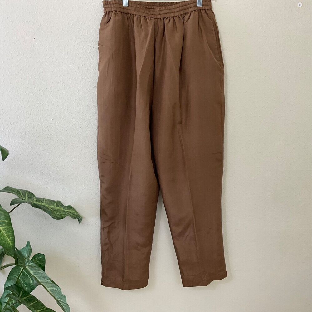 C.A. Sport Pants Women's size XL 100% Silk - Lined Pull On Pockets Elastic waist